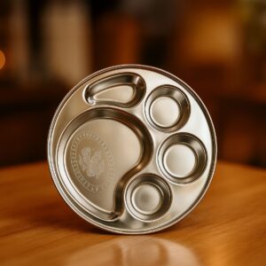 Round 5 Compartment Stainless Steel Lunch Plate Big